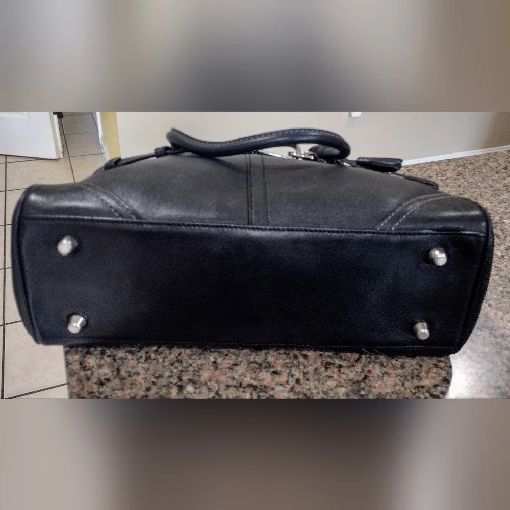 Coach Hamptons Black Leather Satchel